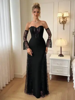 Off-Shoulder Lace Mermaid Evening Gown