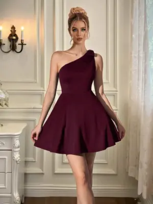 One-Shoulder Bow Mini Dress