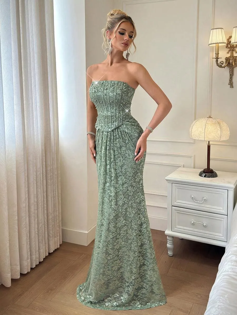 Strapless Mermaid Evening Gown
